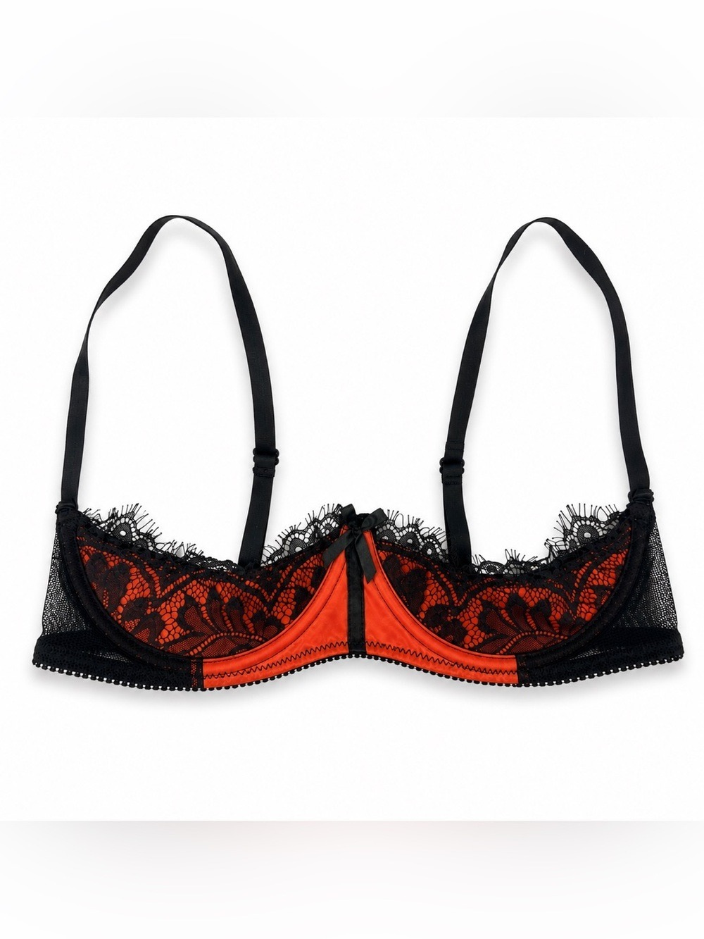 Frederick’s of Hollywood Orange & Black Lace Underwire Bra NWT Size 12 - Picture 1 of 9